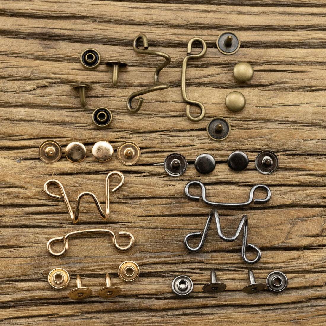 Invisible Antiqued Bronze Brass Hook Buttons for Windbreaker Collar 10pcs - Lots of Buttons
