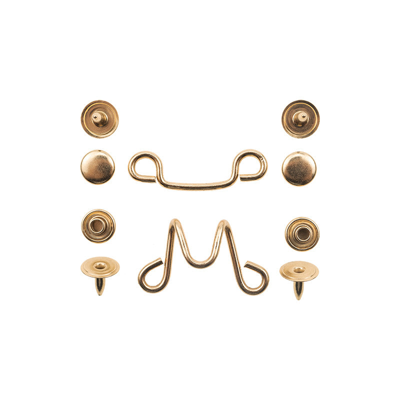 Invisible Antiqued Bronze Brass Hook Buttons for Windbreaker Collar 10pcs - Lots of Buttons