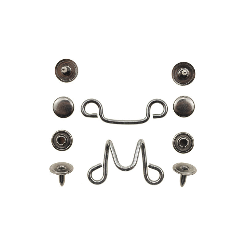 Invisible Antiqued Bronze Brass Hook Buttons for Windbreaker Collar 10pcs - Lots of Buttons