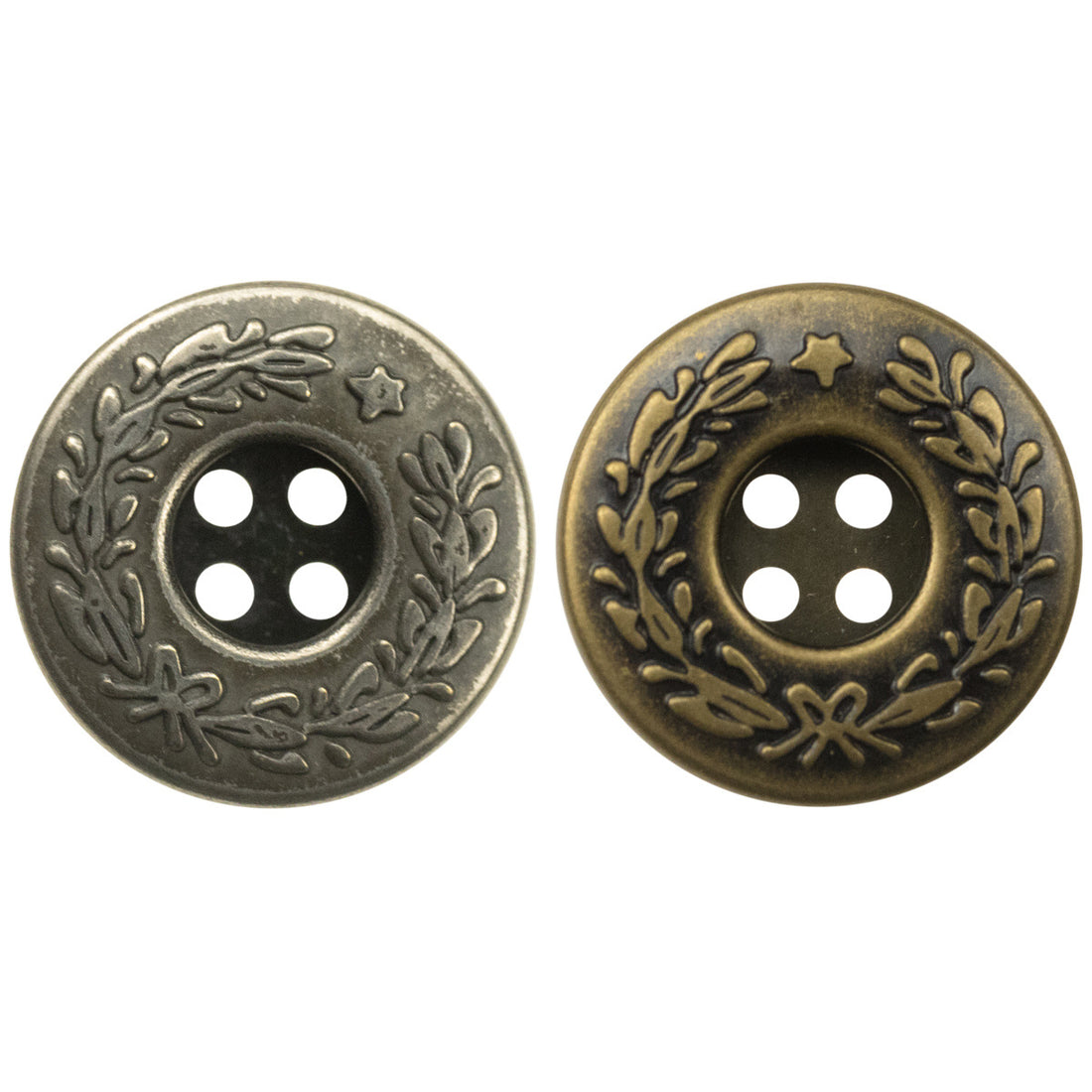 17mm Laurel Element Black Nickel-Colored Metal Buttons 10pcs - Lots of Buttons