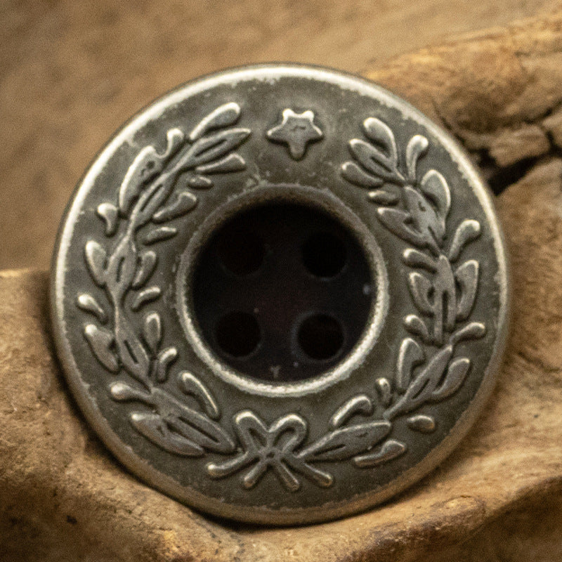 17mm Laurel Element Black Nickel-Colored Metal Buttons 10pcs - Lots of Buttons