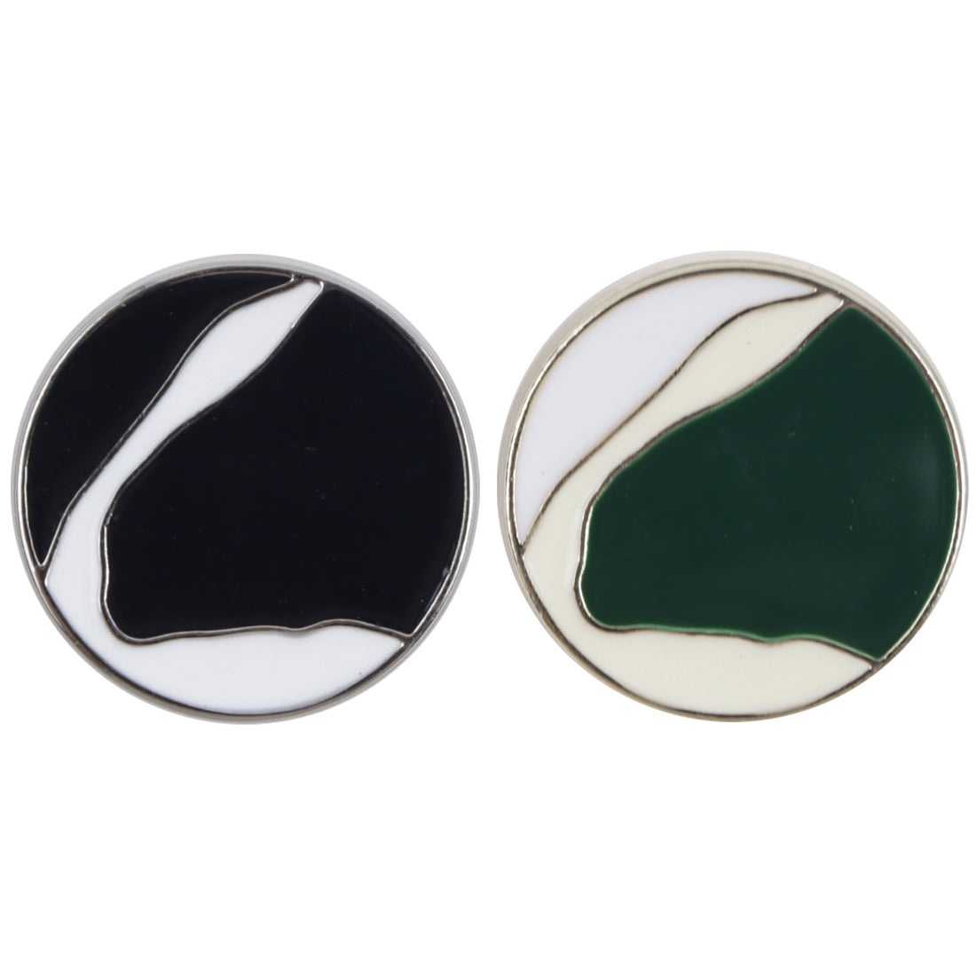 Vintage Oil Painting Green Black White Metal Buttons 10pcs - Lots of Buttons