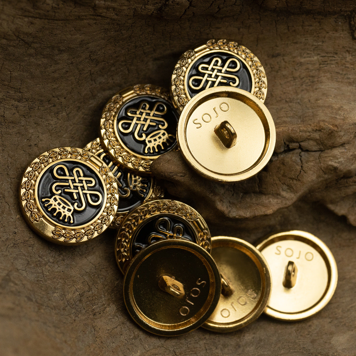 Palace Retro Style Tea Gold Wheat Crown Metal Shank Button 10pcs - Lots of Buttons