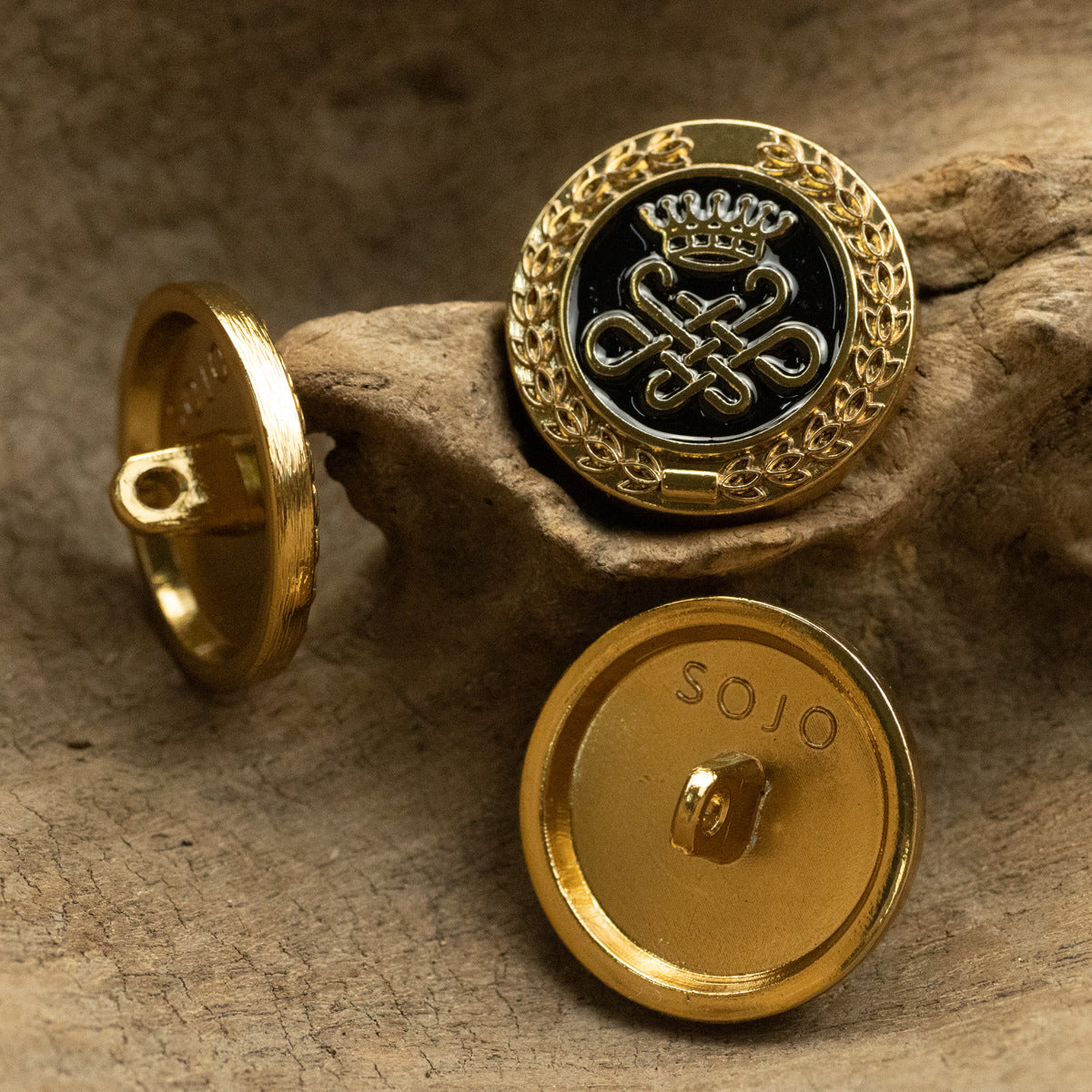 Palace Retro Style Tea Gold Wheat Crown Metal Shank Button 10pcs - Lots of Buttons