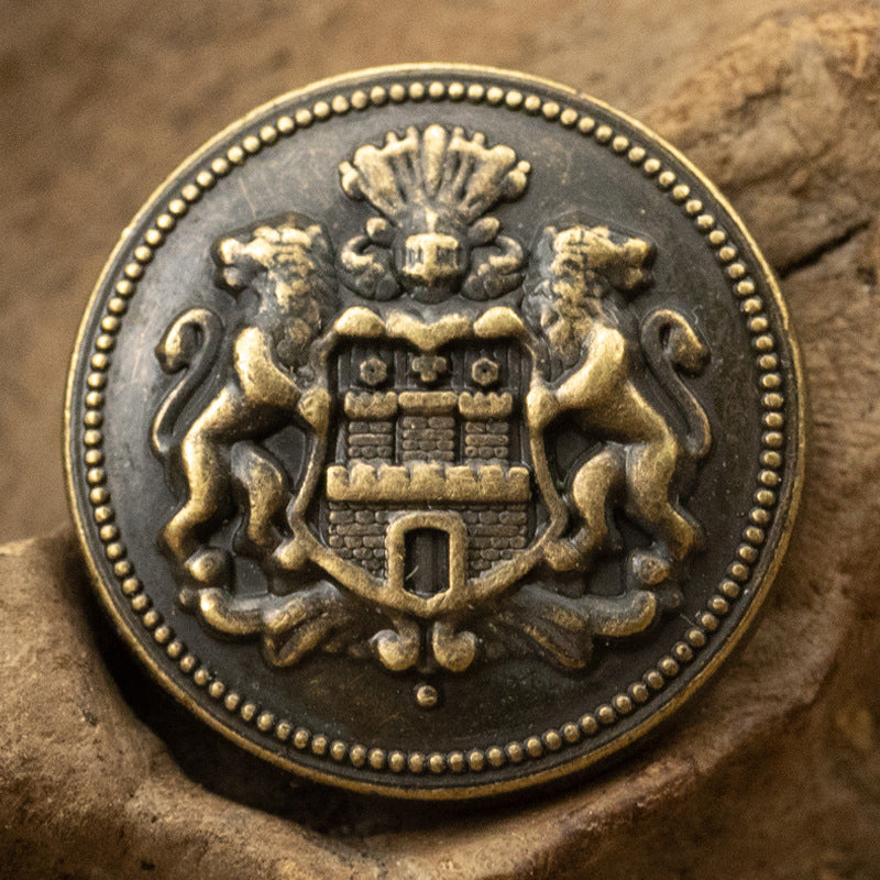 Double Lion Crown Metal Buttons for French Lady's Shiny Silk Coat 6pcs - Lots of Buttons
