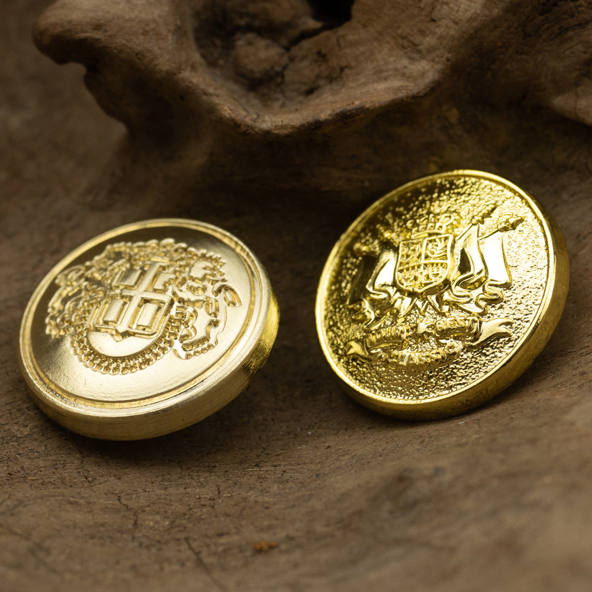 Golden Double Lion Shield Metal Buttons for Japanese School Uniforms 10pcs - Lots of Buttons
