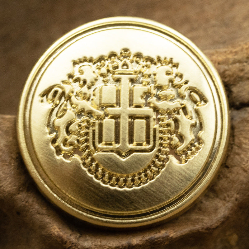 Golden Double Lion Shield Metal Buttons for Japanese School Uniforms 10pcs - Lots of Buttons