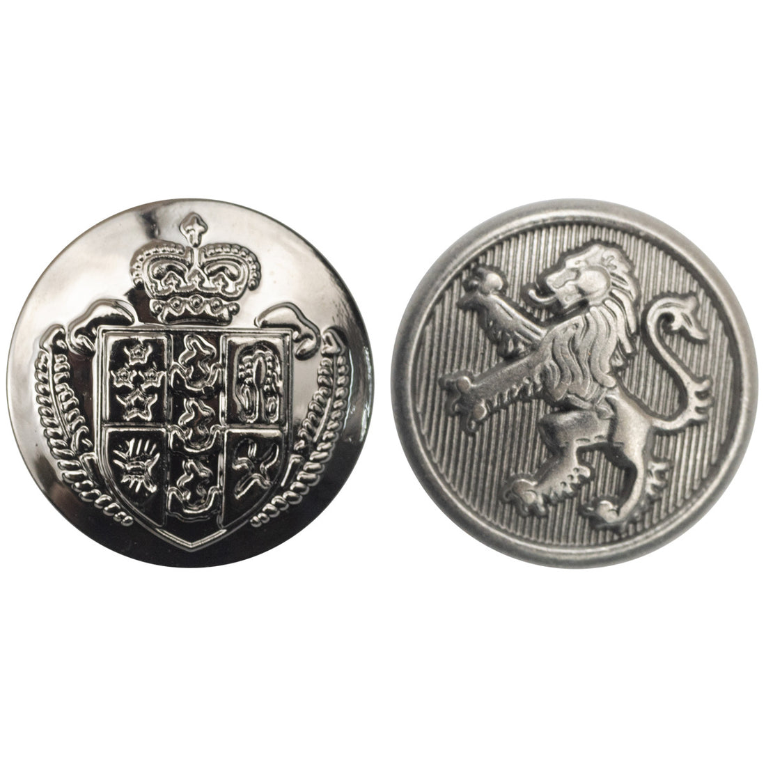20mm Vintage British Black Nickel Crown Lion Metal Shank Button 6pcs - Lots of Buttons