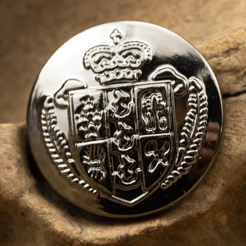 20mm Vintage British Black Nickel Crown Lion Metal Shank Button 6pcs - Lots of Buttons