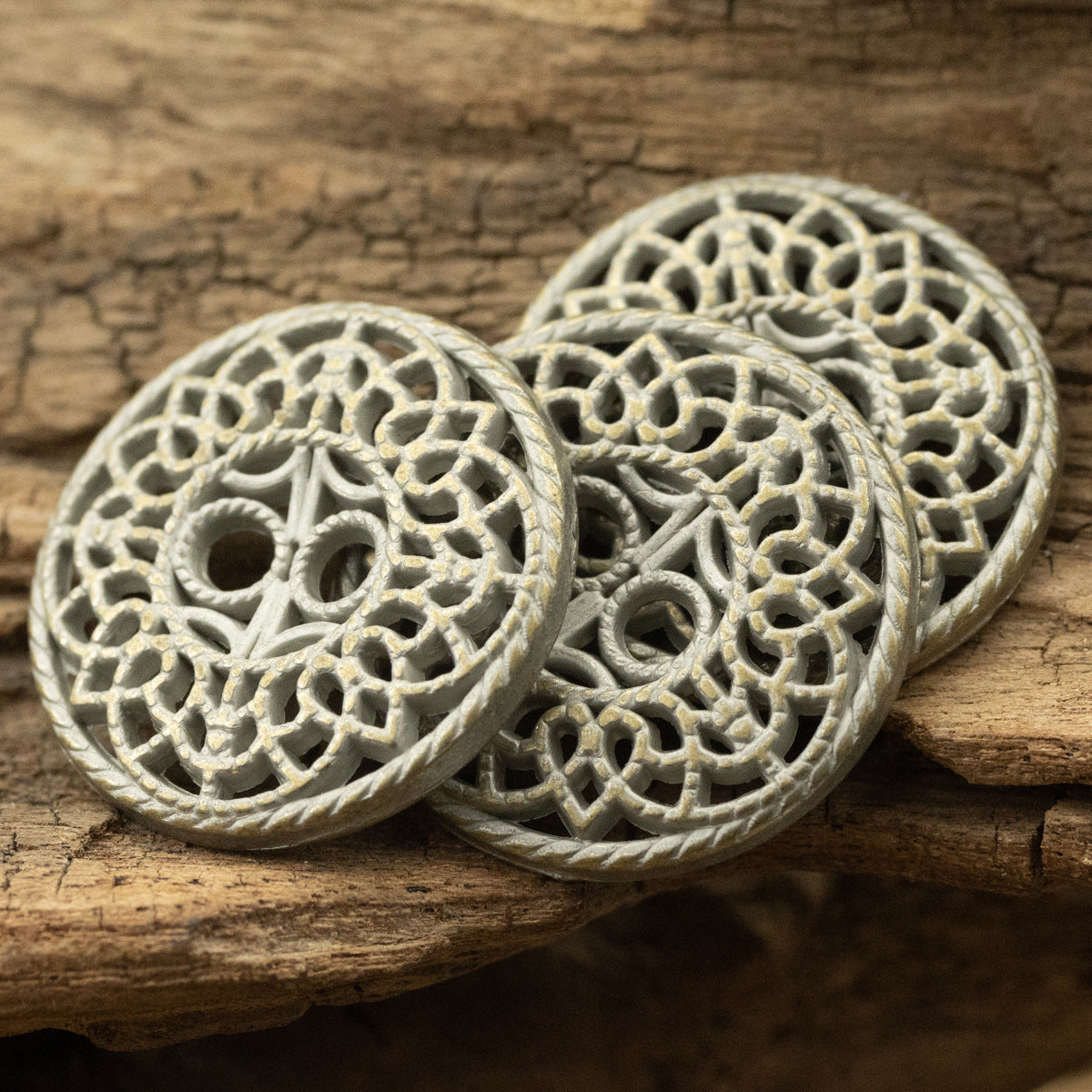 23MM Hollow Antique Tin Bronze Metal Decorative Button 6PCS - Lots of Buttons