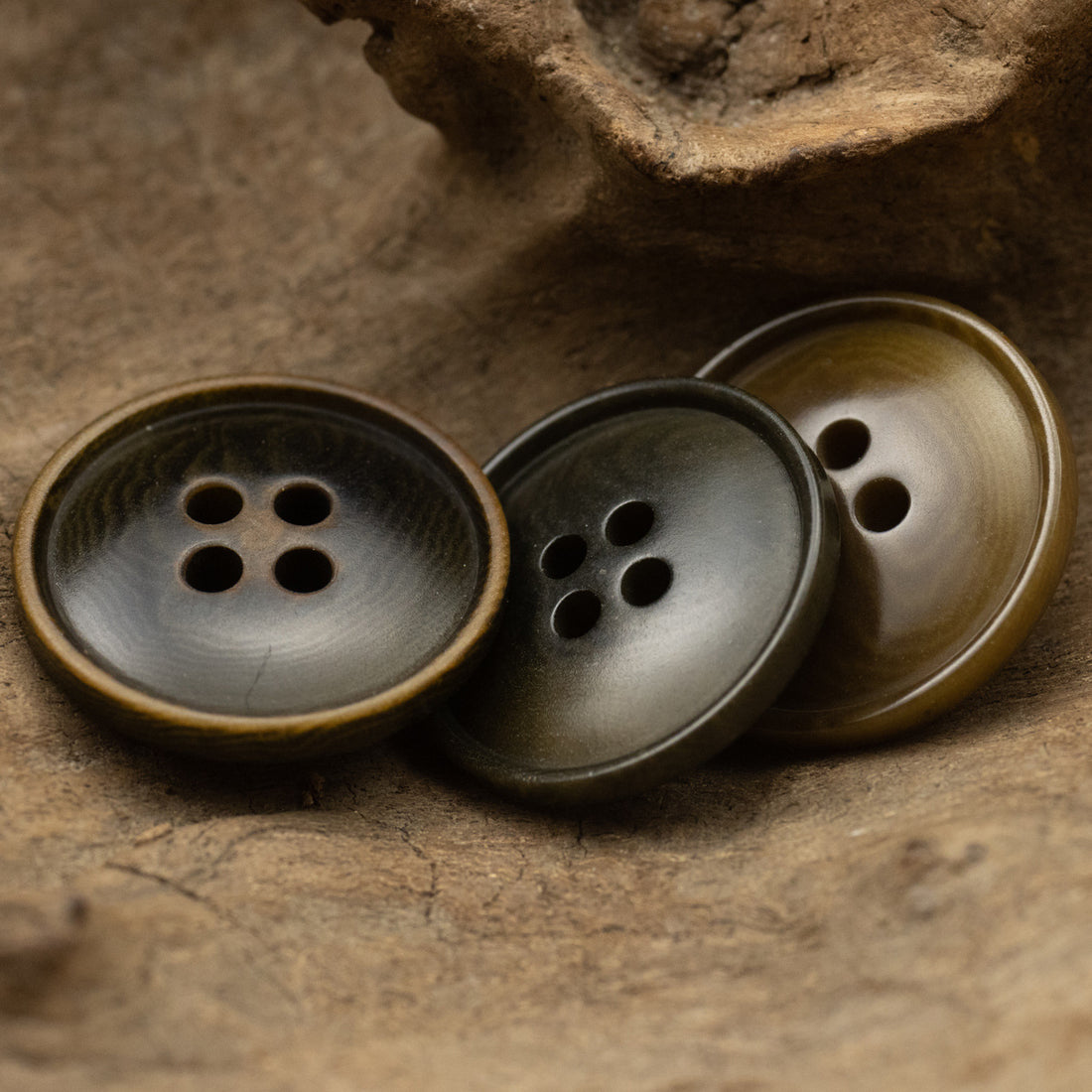 Vintage Burnt Dark Green Eco-Friendly Natural Fruit Buttons 10pcs - Lots of Buttons