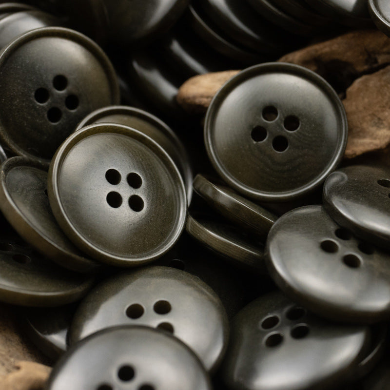 Vintage Burnt Dark Green Eco-Friendly Natural Fruit Buttons 10pcs - Lots of Buttons