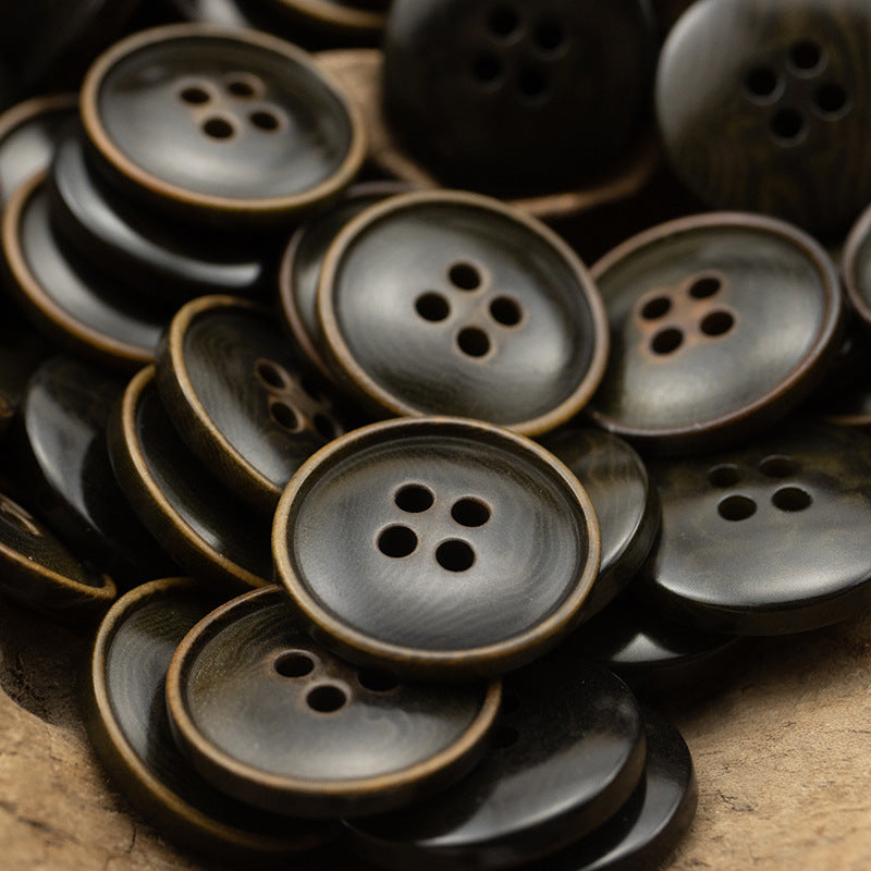 Vintage Burnt Dark Green Eco-Friendly Natural Fruit Buttons 10pcs - Lots of Buttons