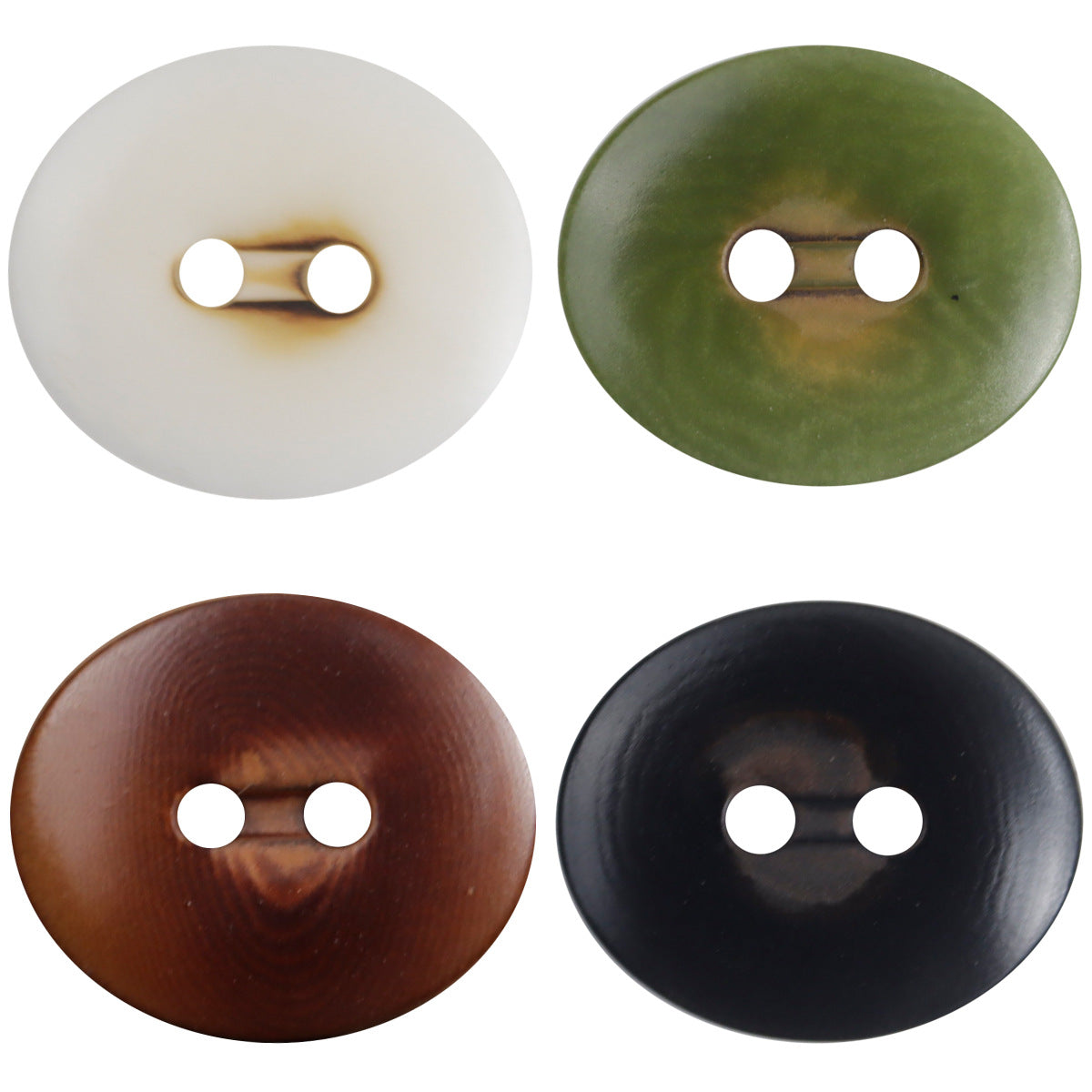 Charred Two-Hole Natural Oval Palm Fruit Corozo Buttons 10pcs - Lots of Buttons