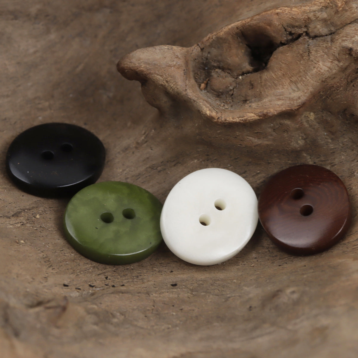 Charred Two-Hole Natural Oval Palm Fruit Corozo Buttons 10pcs - Lots of Buttons