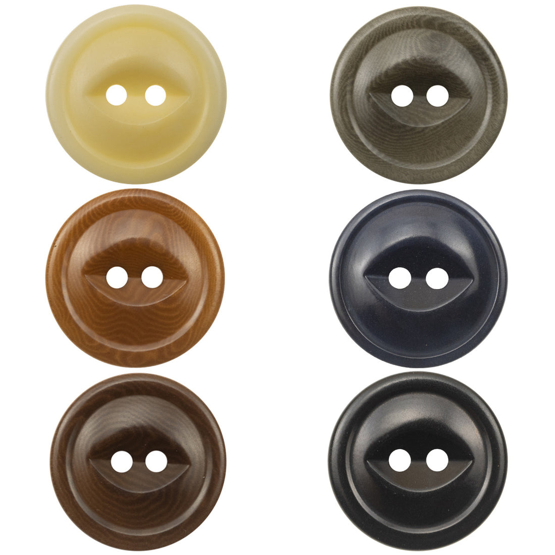 2-Hole Fish-Eye Natural Corozo Tagua Nut Buttons 10pcs - Lots of Buttons