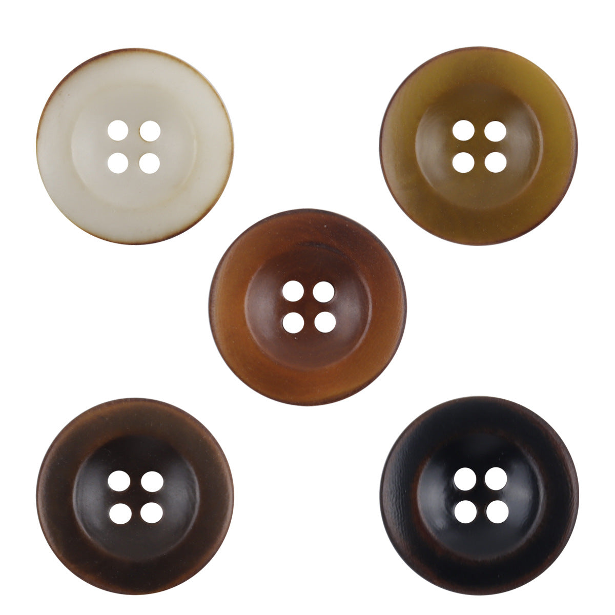 Wide-Edged Burned Natural Palm Fruit Nut Corozo Buttons 10 Pcs - Lots of Buttons