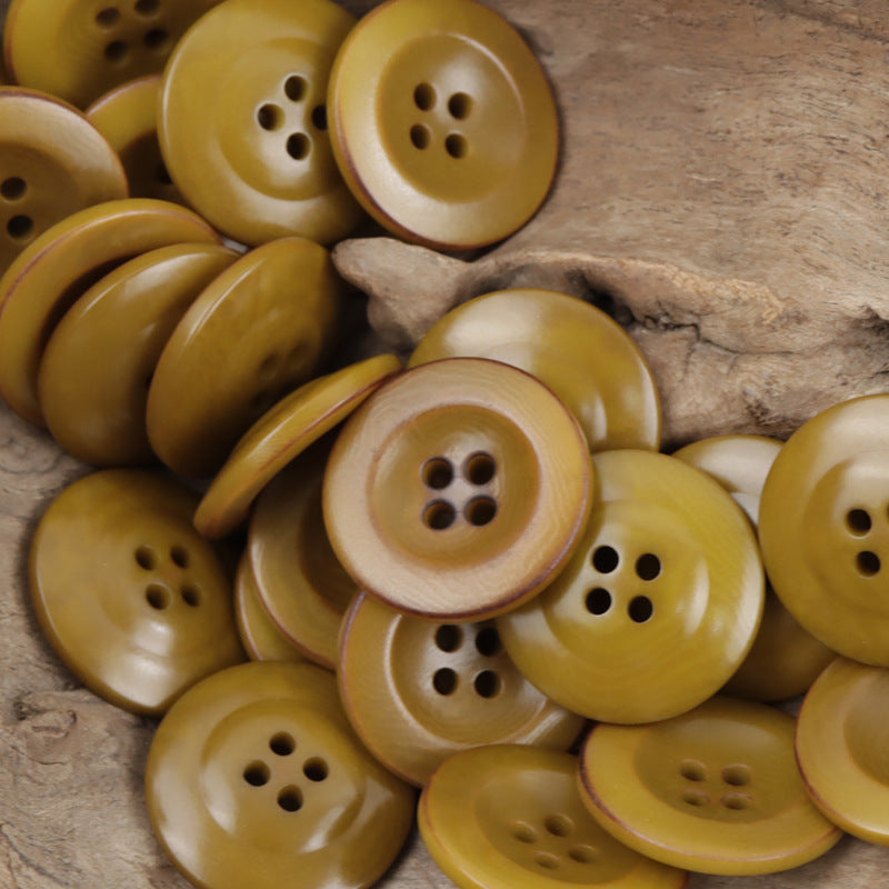 Wide-Edged Burned Natural Palm Fruit Nut Corozo Buttons 10 Pcs - Lots of Buttons