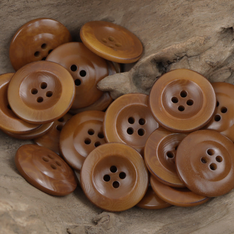 Wide-Edged Burned Natural Palm Fruit Nut Corozo Buttons 10 Pcs - Lots of Buttons