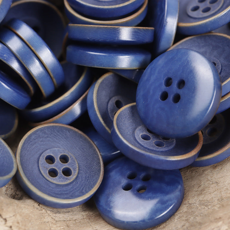 Bowl-Shaped Dark Blue Magenta Ginger Yellow Fruit Buttons 30 Pack