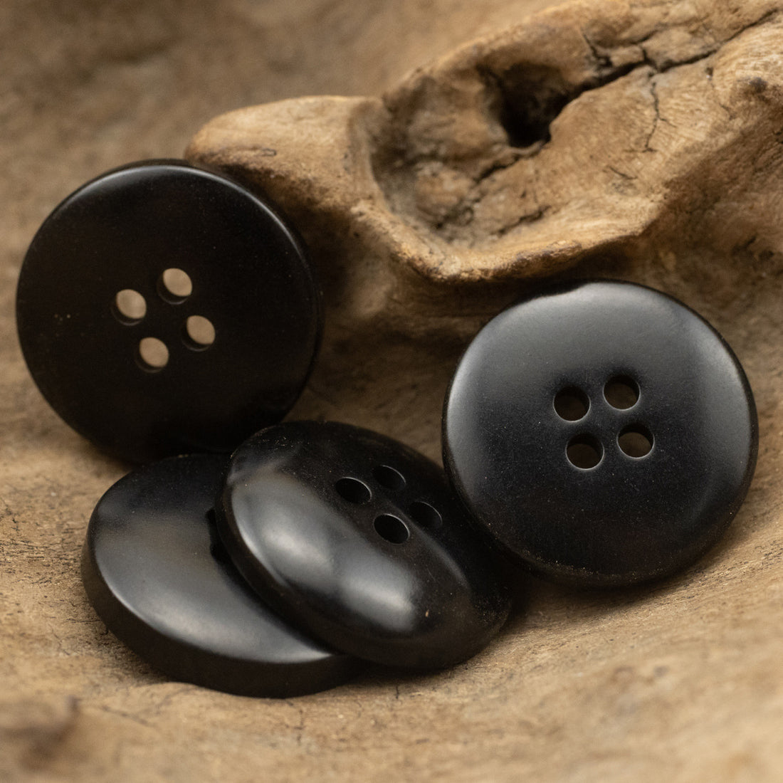 Vintage Solid Black Sustainable Tagut Nut Coroza Buttons 24 Pack - Lots of Buttons