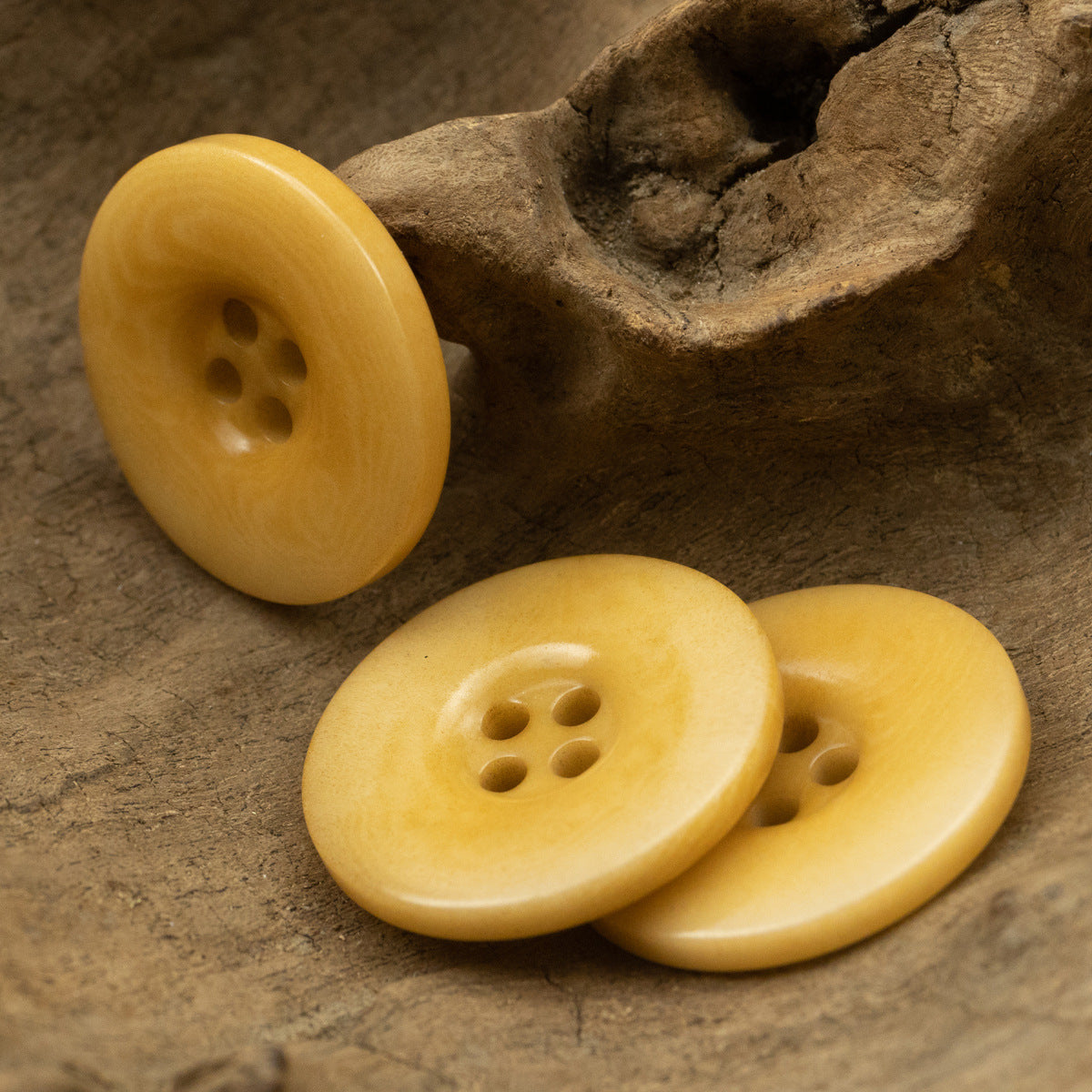 Wide-Brim Yellow Tagut Nut Buttons for Linen Cotton Suit 10pcs - Lots of Buttons