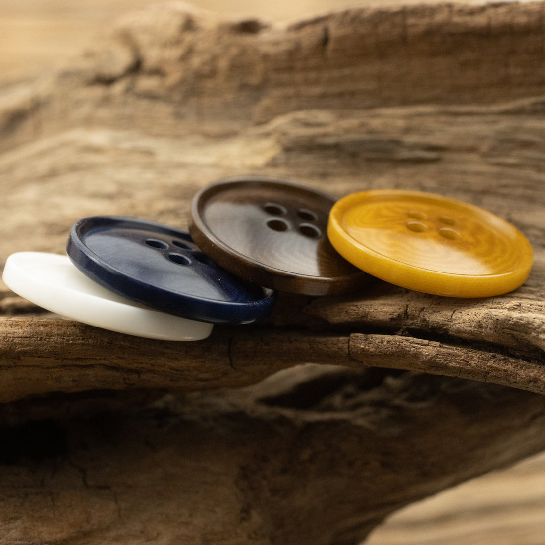 Sustainable Corozo Buttons Slim Edged Ripple 10PCS - Lots of Buttons