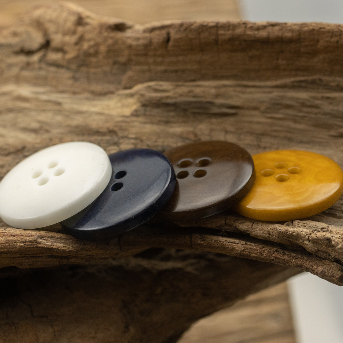 Sustainable Corozo Buttons Slim Edged Ripple 10PCS - Lots of Buttons