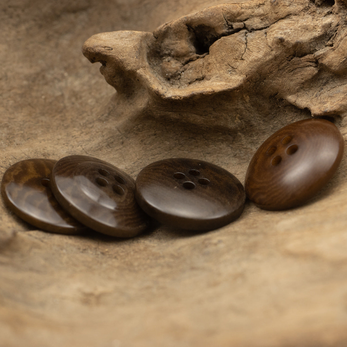 Dark Khaki Sustainable Fruit Buttons for Tailors and Designers 10pcs - Lots of Buttons