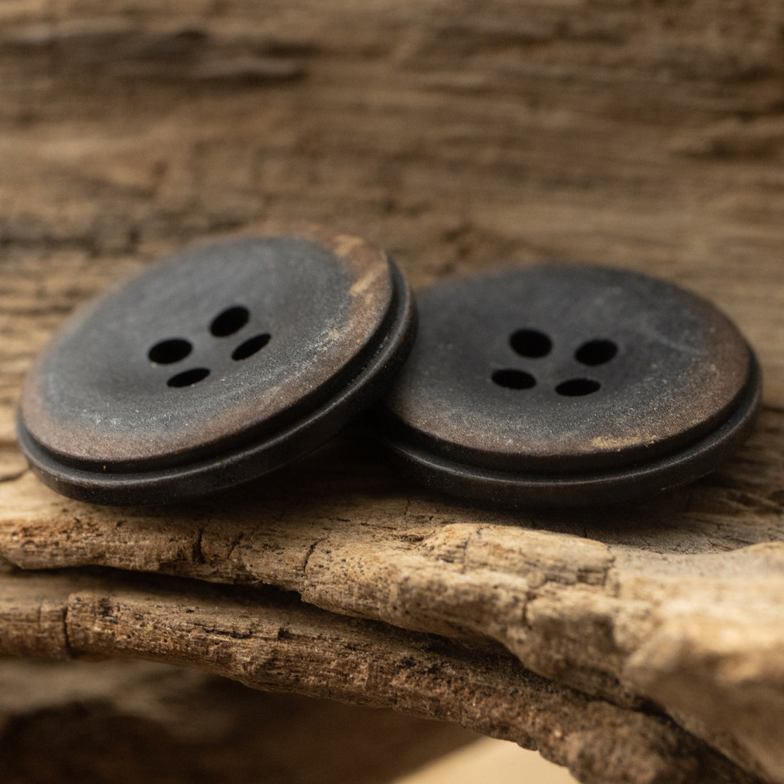 Burned Matte Black Vintage Natural Corozo Buttons,10 Pack - Lots of Buttons