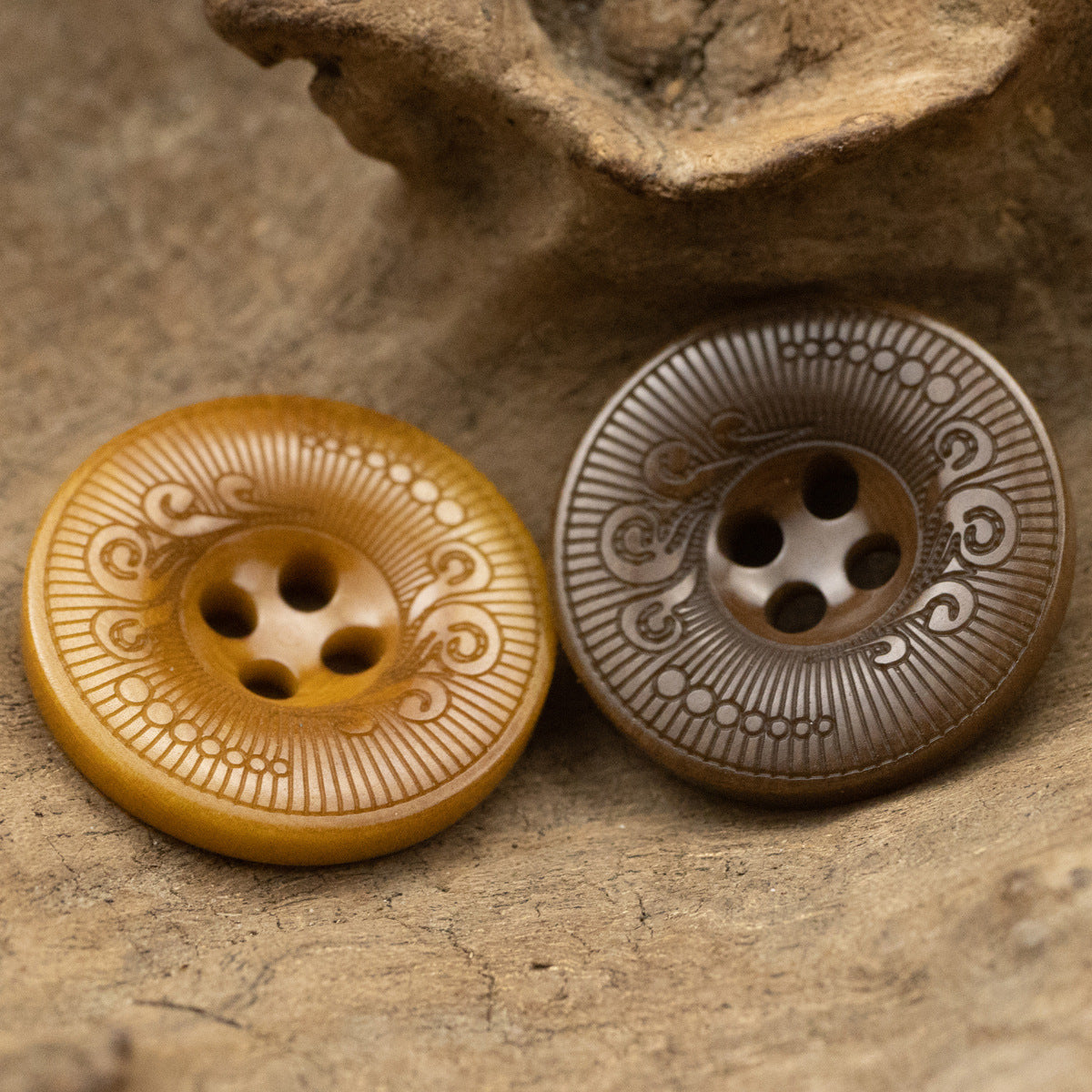 Brown Carved Cloud Tagut Nut Buttons for Japanese Kendo Uniforms 10pcs - Lots of Buttons