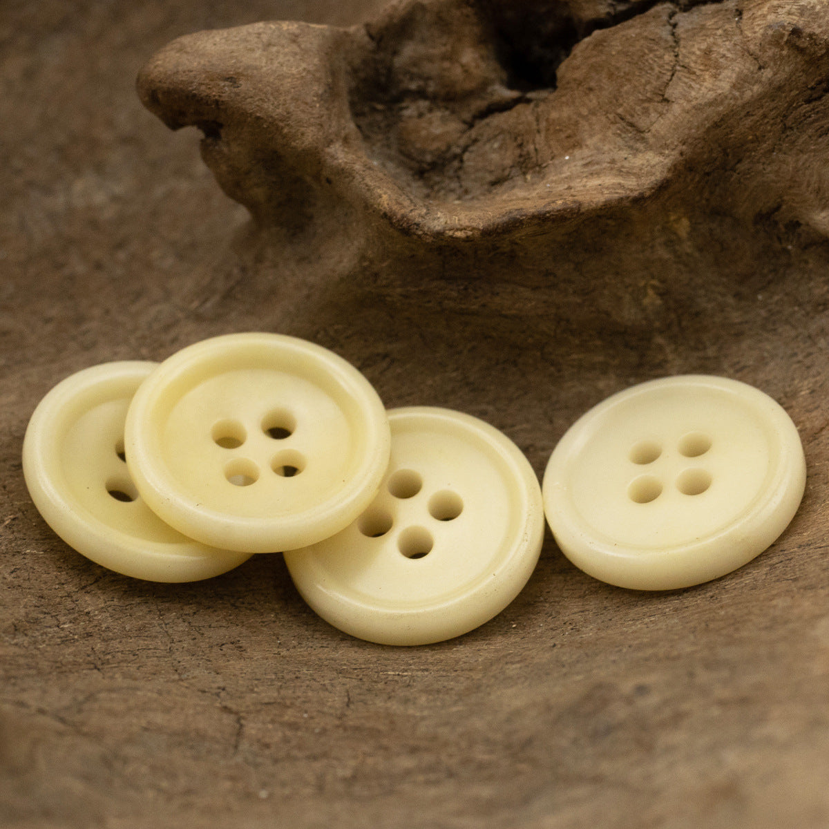 Light Beige Bowl-Shaped Four-Hole Natural Fruit Tagut Nut Buttons 10pcs - Lots of Buttons