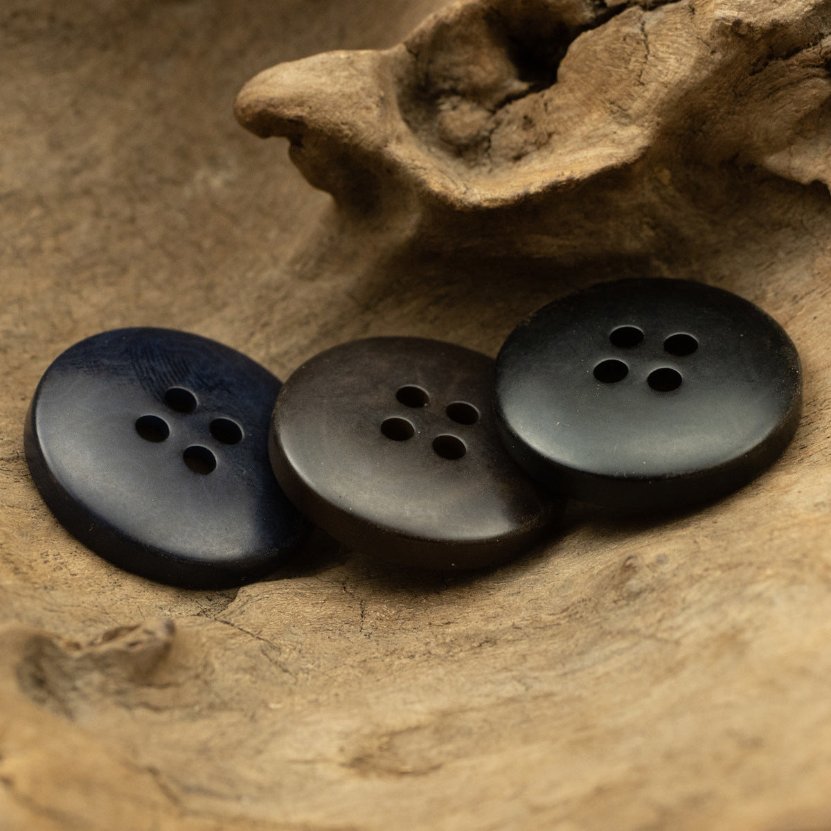 Dark Blue Black Tagut Nut Buttons for Sweater Cardigans 10pcs - Lots of Buttons
