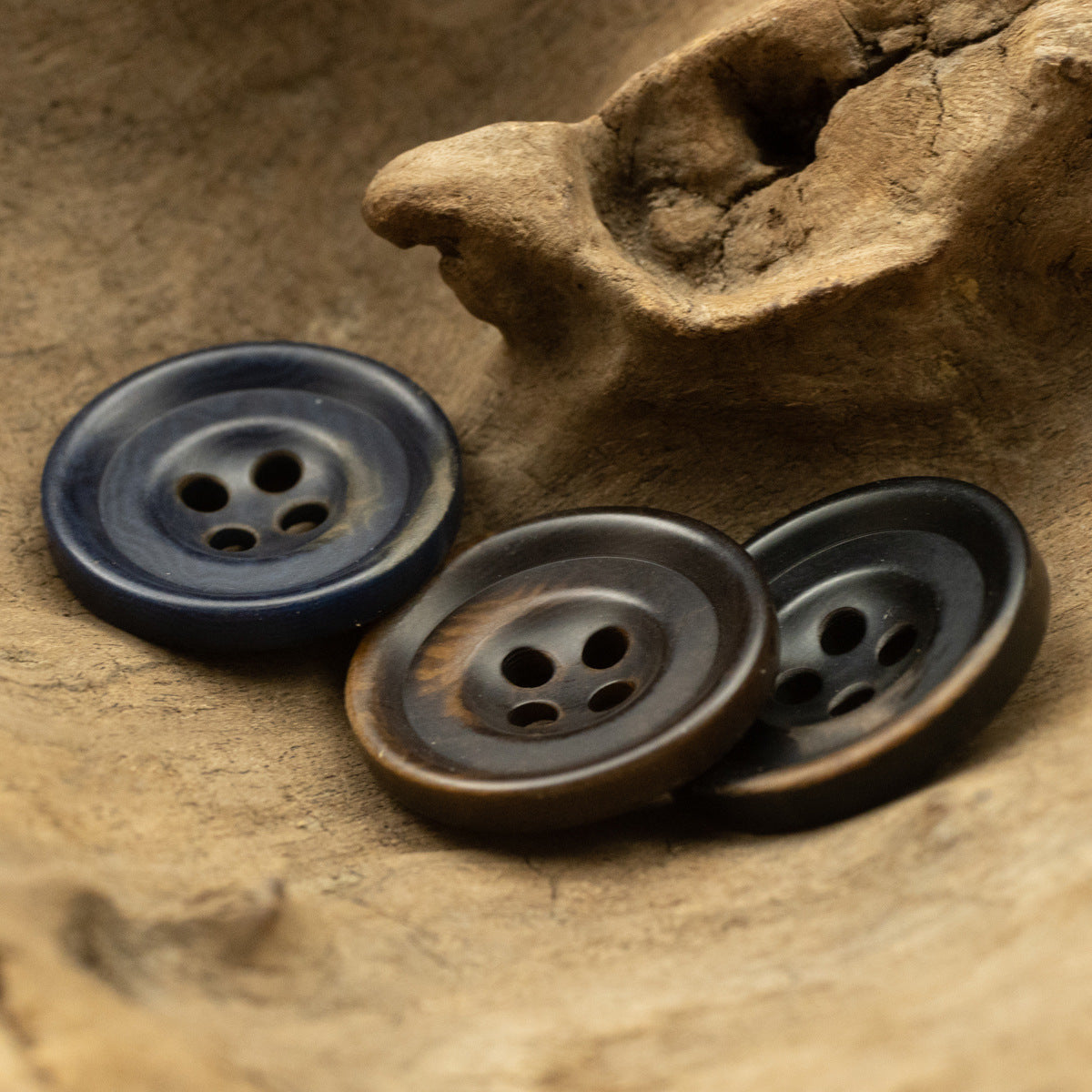 Dark Blue Black Tagut Nut Buttons for Sweater Cardigans 10pcs - Lots of Buttons