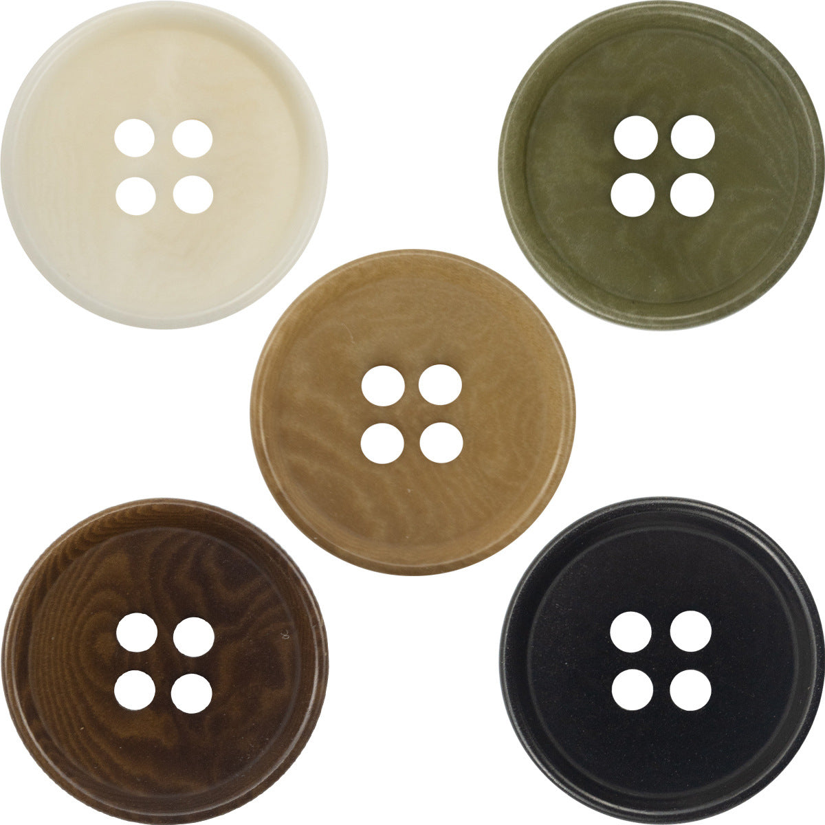 Round 4-Hole Natural Tagut Nut Buttons for Military Green Vests 10pcs - Lots of Buttons