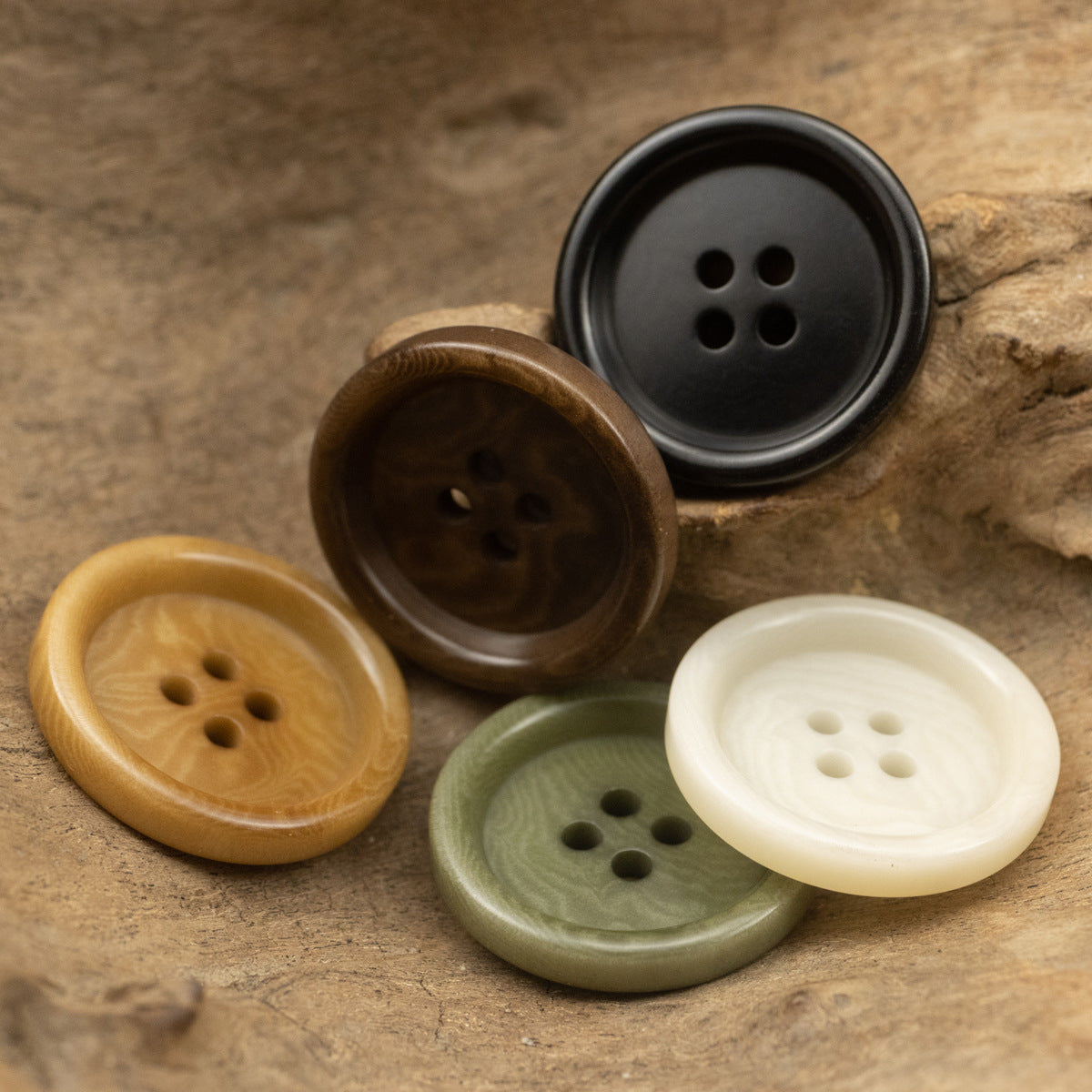 Vintage Thick-Edged Natural Fruit Tagut Nut Buttons for Jackets 10pcs - Lots of Buttons