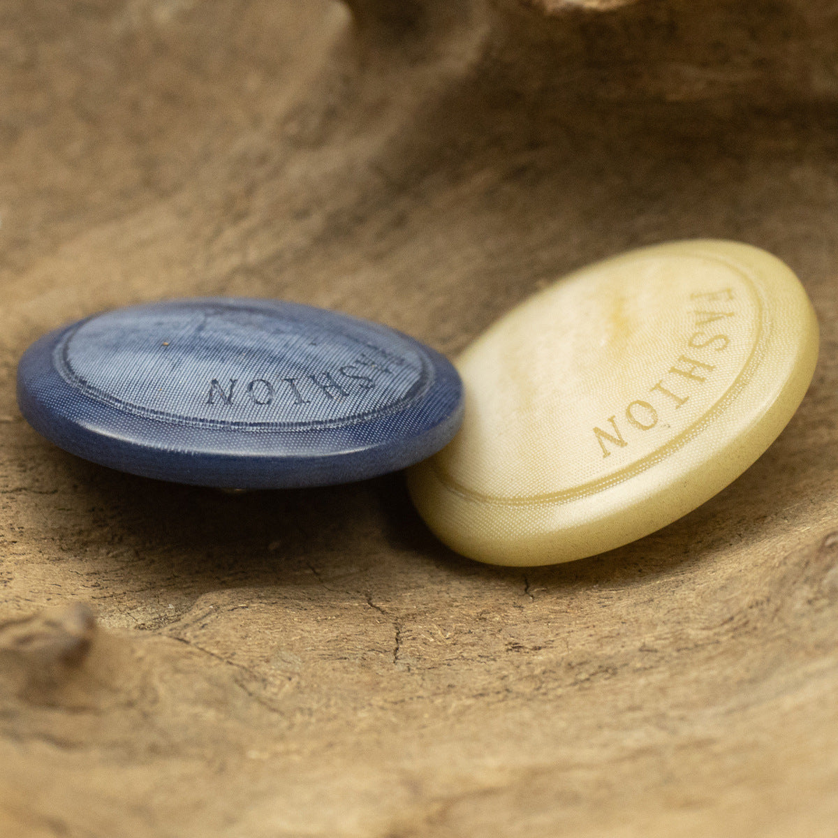 Klein Blue and Beige Fruit Fashion Buttons for Jackets 5pcs - Lots of Buttons