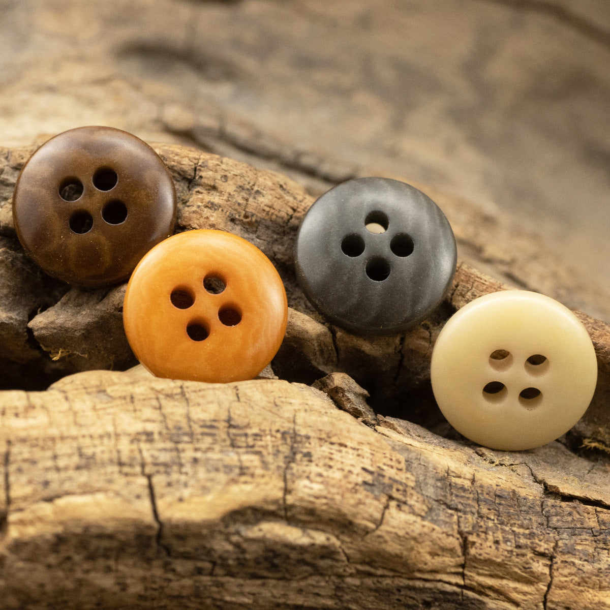 11.5/12.5mm Flat Four-Hole Orange and Gray Fruit Buttons 10pcs - Lots of Buttons
