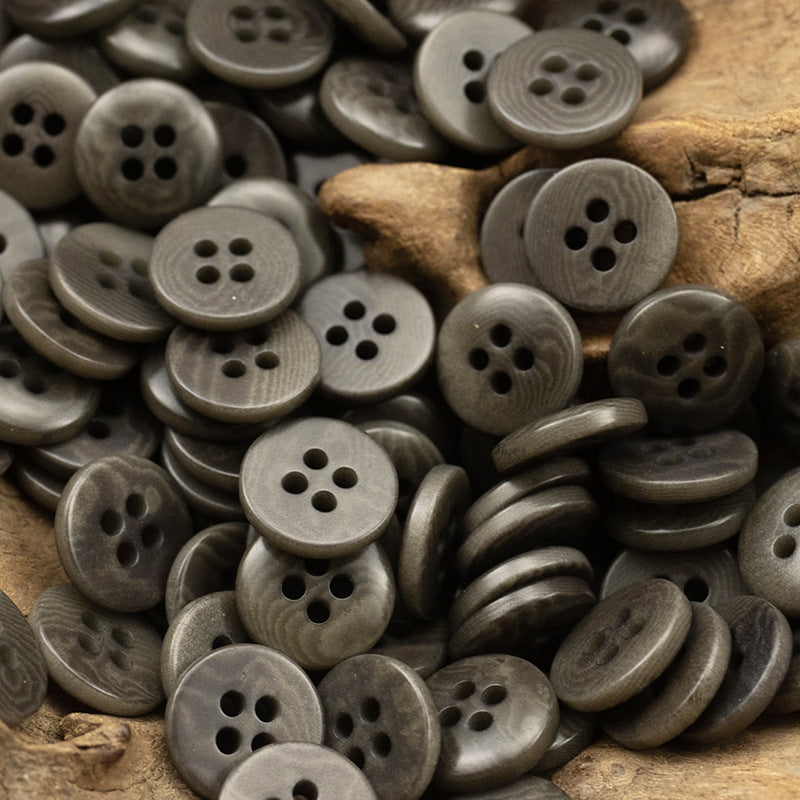 11.5/12.5mm Flat Four-Hole Orange and Gray Fruit Buttons 10pcs - Lots of Buttons