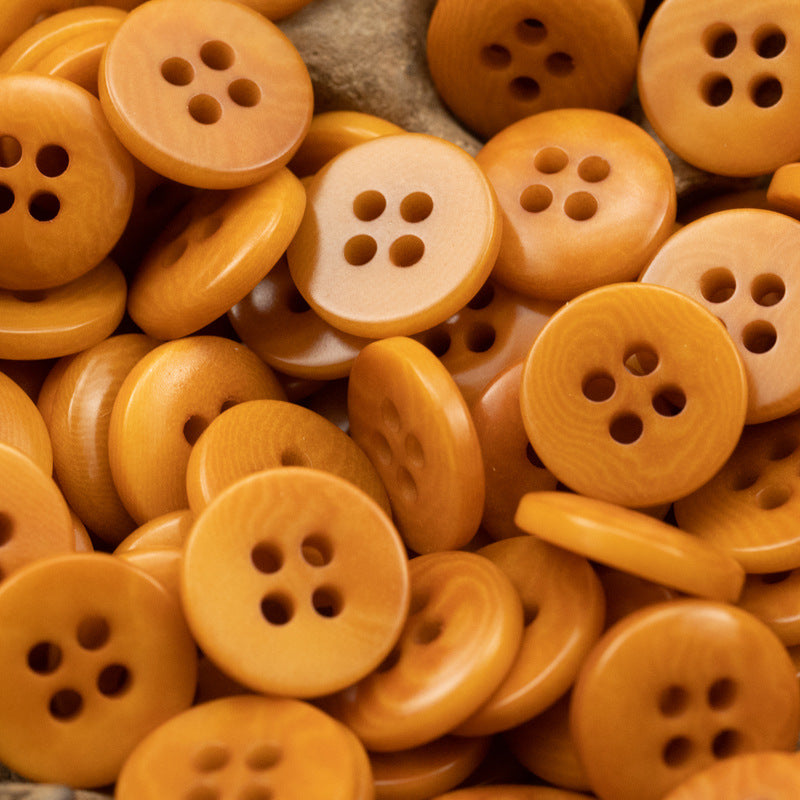 11.5/12.5mm Flat Four-Hole Orange and Gray Fruit Buttons 10pcs - Lots of Buttons