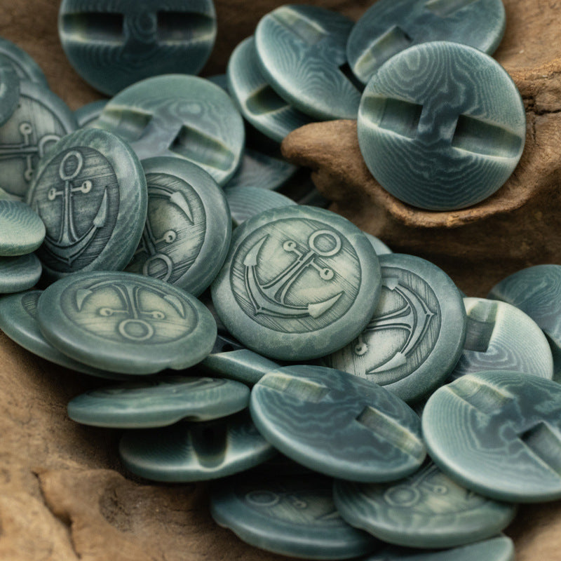 Vintage Nautical Anchor Shaded Fruit Buttons for Woolen Jackets 10pcs - Lots of Buttons