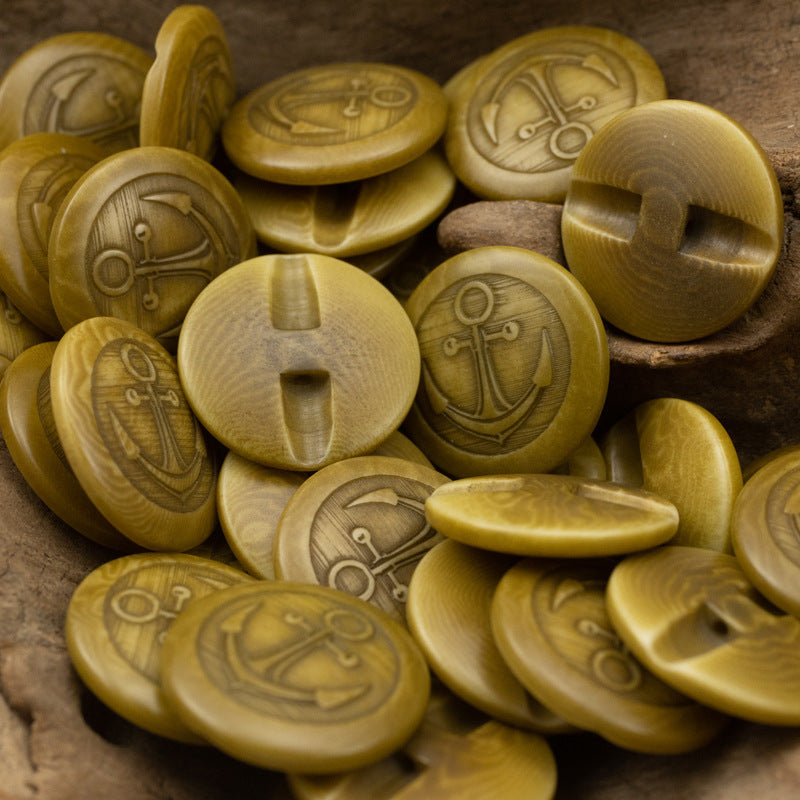 Vintage Nautical Anchor Shaded Fruit Buttons for Woolen Jackets 10pcs - Lots of Buttons