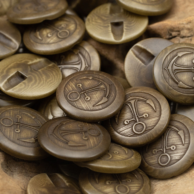 Vintage Nautical Anchor Shaded Fruit Buttons for Woolen Jackets 10pcs - Lots of Buttons