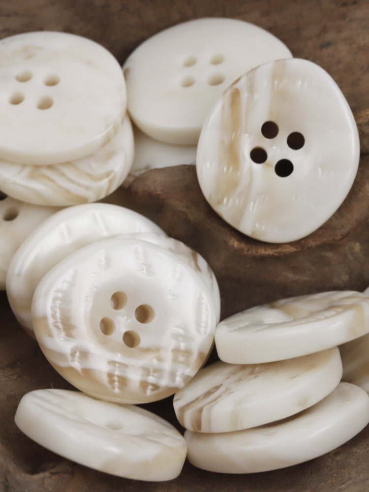 25mm Irregular Coffee Resin Button with Uneven Surface 10pcs