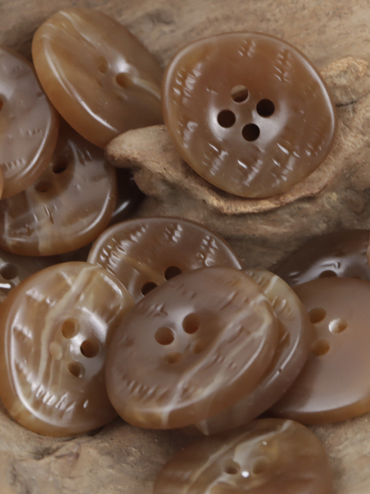 25mm Irregular Coffee Resin Button with Uneven Surface 10pcs