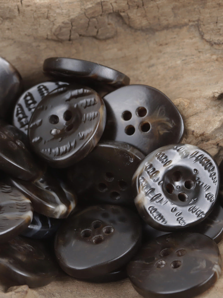 25mm Irregular Coffee Resin Button with Uneven Surface 10pcs