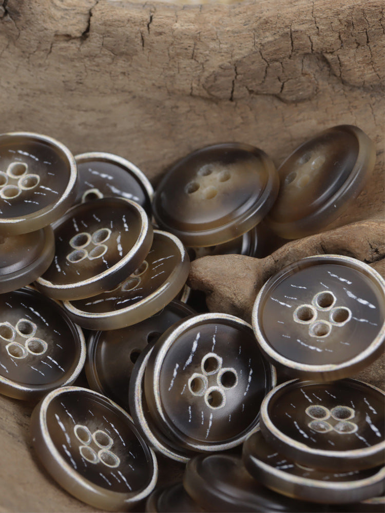 15-28mm Burnt Khaki Four-Hole Resin Buttons 40 Pack - Lots of Buttons