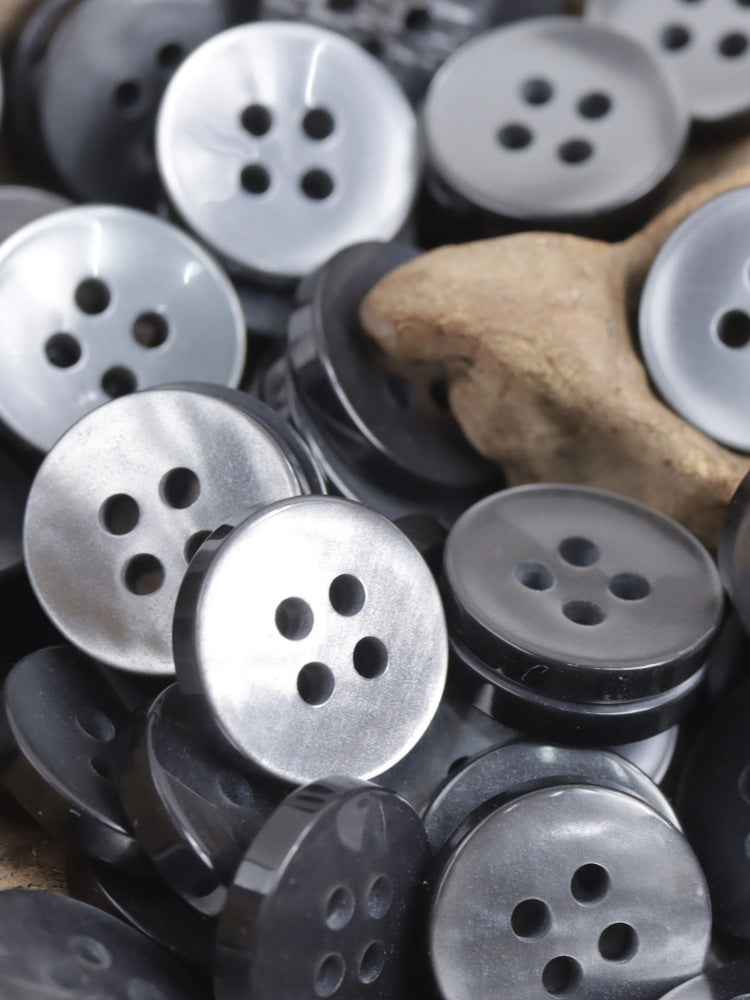 12.5mm Dark Gray and White Resin Buttons for Men's Shirts 100 Pack - Lots of Buttons