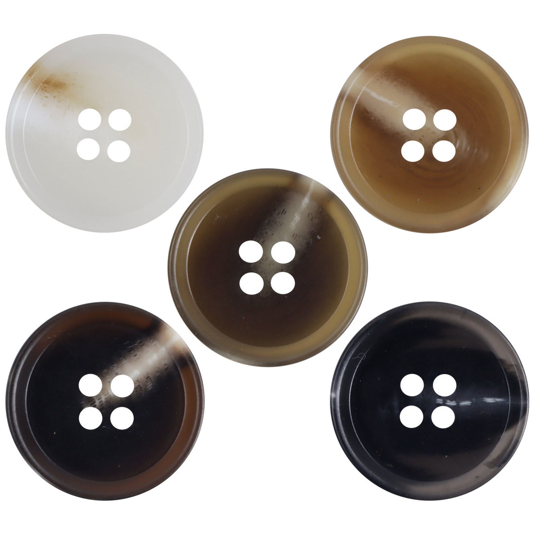15-30mm Brown Ray Four-Hole Resin Flat Button 50 Pack - Lots of Buttons