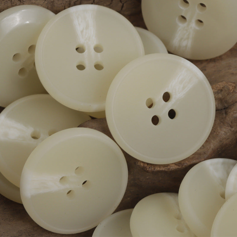 15-28mm Light Yellow Round Four-Hole Resin Flat Button 20pcs - Lots of Buttons